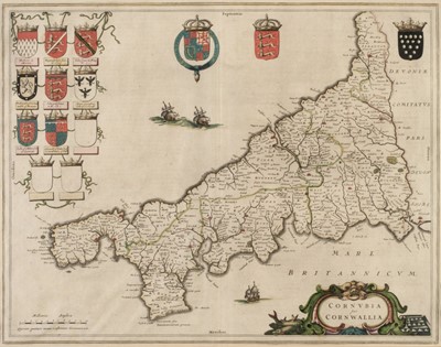 Lot 192 - Cornwall. Blaeu (Johannes), Cornubia sive Cornwallia, Amsterdam, circa 1645