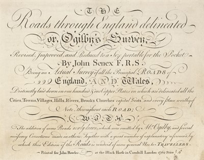 Lot 62 - Senex (John). The Roads through England delineated..., 1762