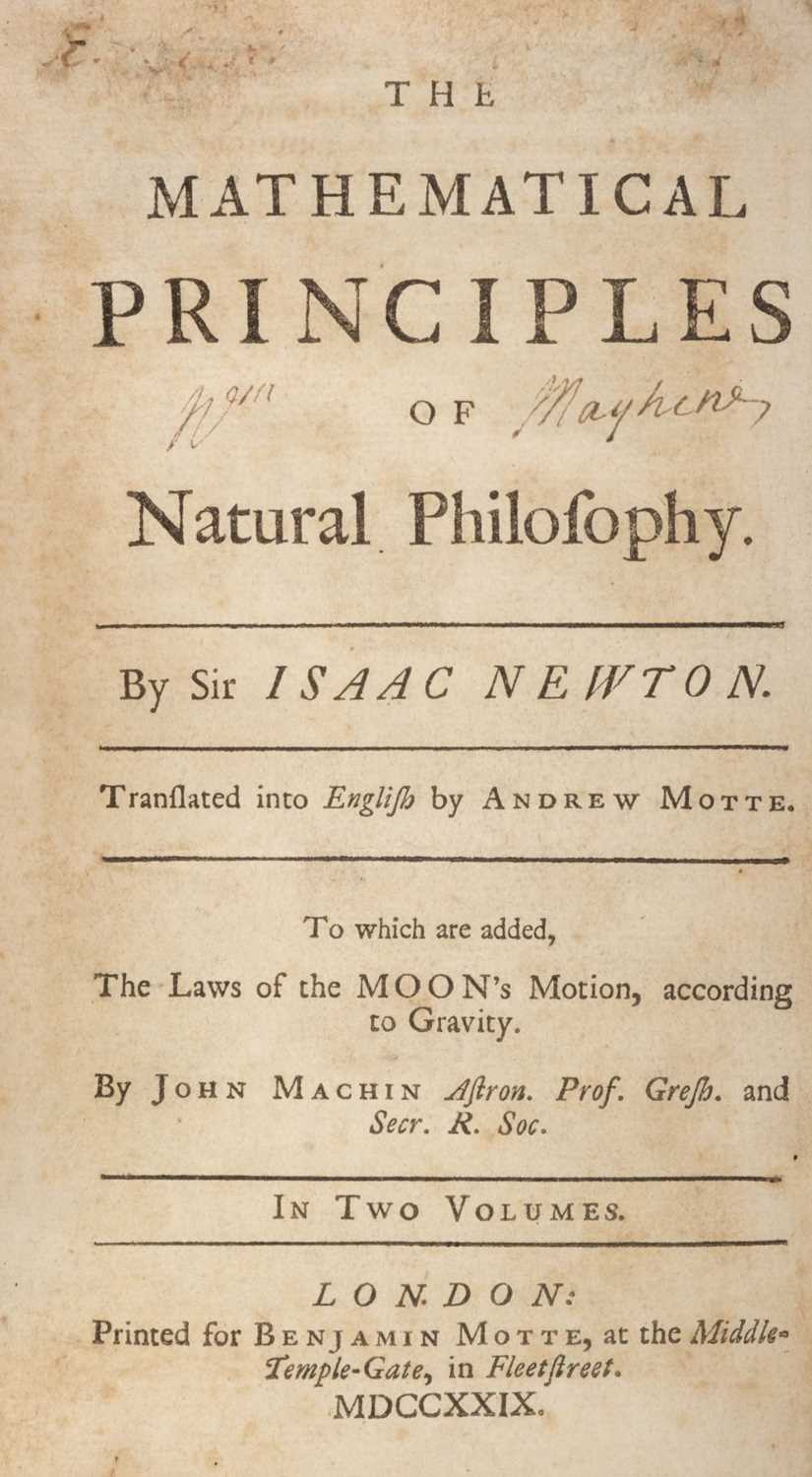 Lot 381 - Newton (Isaac). The Mathematical Principles of Natural Philosophy, London, 1729