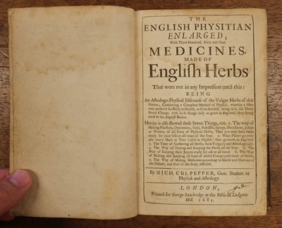 Lot 81 - Culpeper (Nicholas). The English Physitian Enlarged, 1681
