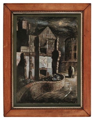 Lot 590 - British School. Street Scene at Night, London