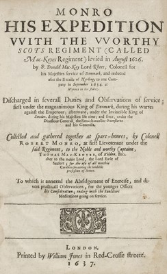 Lot 13 - Monro (Robert). Monro. His Expedition with the Worthy Scots Regiment, 1637