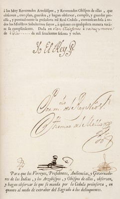 Lot 469 - Cedulas expedidas por el Consejo de Indias, sammelband of 68 items, 1737-90