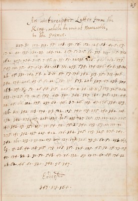 Lot 375 - Wallis (John). A Collection of letters intercepted in Cipher during the late warres in England, 1653