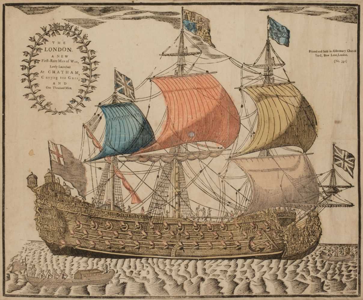 Lot 221 - Maritime. The London. A New First-rate Man of War, lately Launches at Chatham, circa, 1740