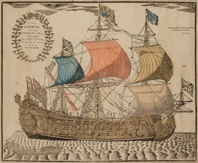 Lot 221 - Maritime. The London. A New First-rate Man of War, lately Launches at Chatham, circa, 1740