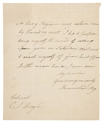 Lot 113 - Roy (Rammohan, 1772-1833). Autograph letter signed to Charles Joseph Doyle, c.1830
