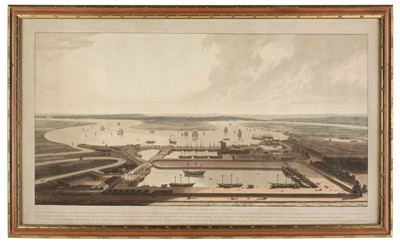 Lot 188 - Daniell (William). An Elevated View of the New Docks & Warehouses ... Isle of Dogs, 1802