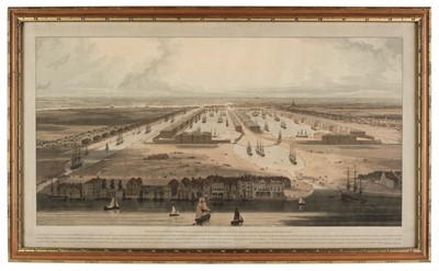Lot 188 - Daniell (William). An Elevated View of the New Docks & Warehouses ... Isle of Dogs, 1802