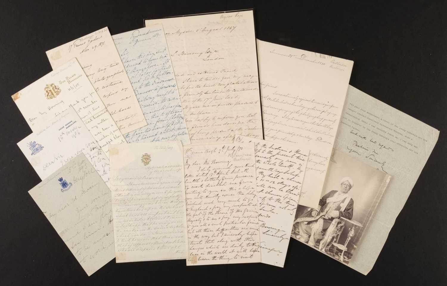 Lot 84 - India. Collection of letters to L. B. Bowring, commissioner of Mysore, 1867-1906