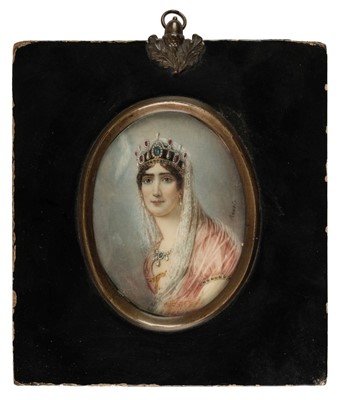Lot 414 - Renoir (late 19th century). Oval portrait miniature of a lady