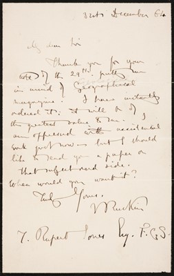 Lot 327 - Ruskin (John, 1819-1900). Autograph letter signed, 'J. Ruskin', 31 December 1864
