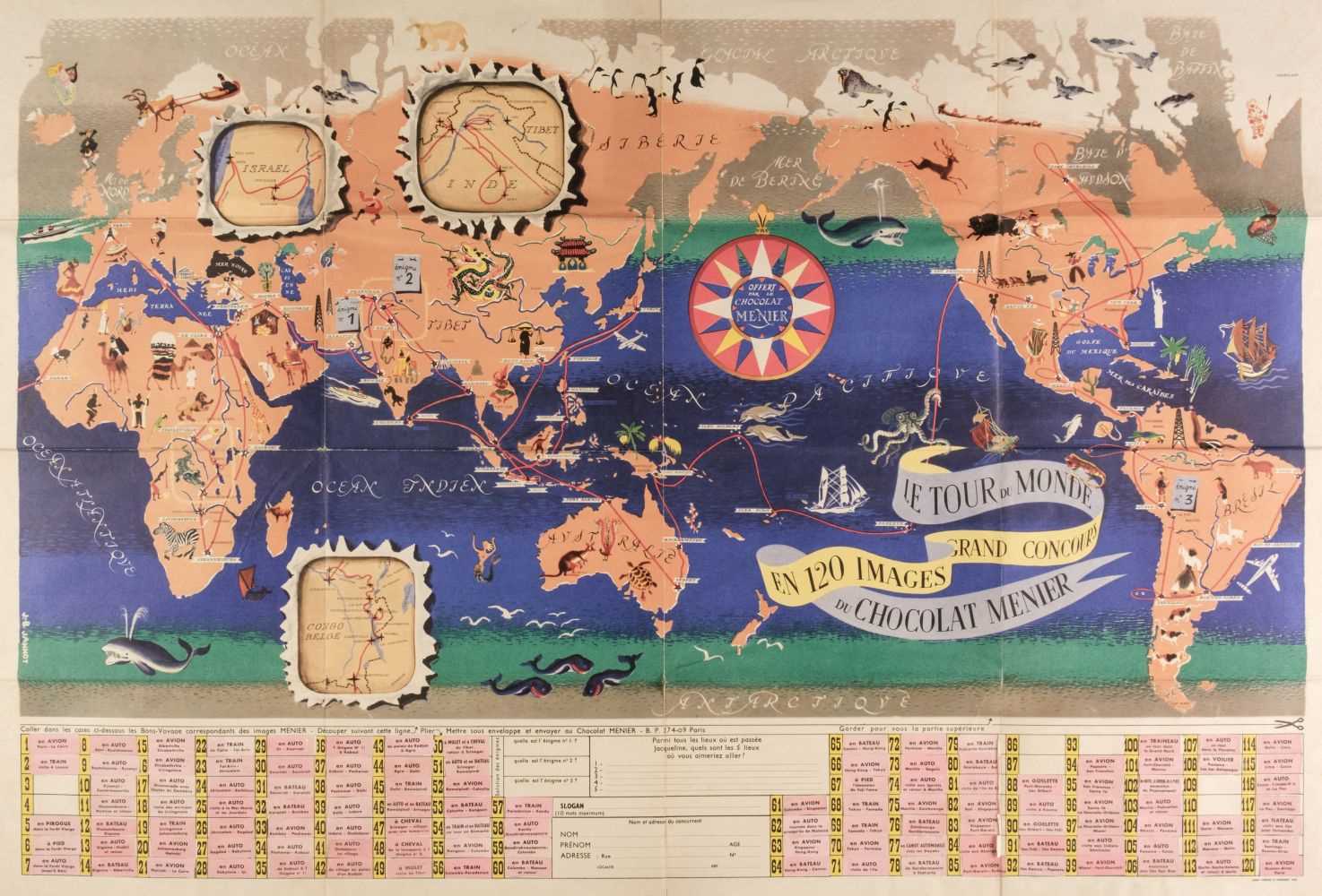 Lot 56 - World. Le Tour du Monde en 120 Images Grand Concours du Chocolat Menier, 1956