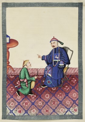 Lot 70 - Chinese Export School. Album of court-scene pith paintings, 19th century