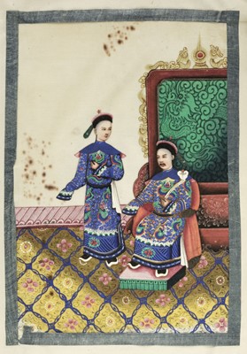 Lot 70 - Chinese Export School. Album of court-scene pith paintings, 19th century