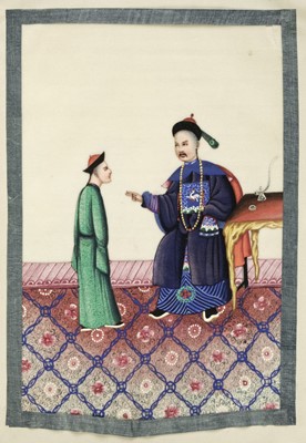 Lot 70 - Chinese Export School. Album of court-scene pith paintings, 19th century