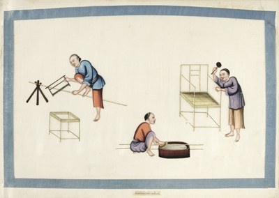 Lot 71 - Chinese Export School. Album of pith paintings (trades), Canton: Wing Tai Hing, 19th century