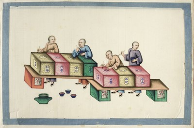 Lot 71 - Chinese Export School. Album of pith paintings (trades), Canton: Wing Tai Hing, 19th century