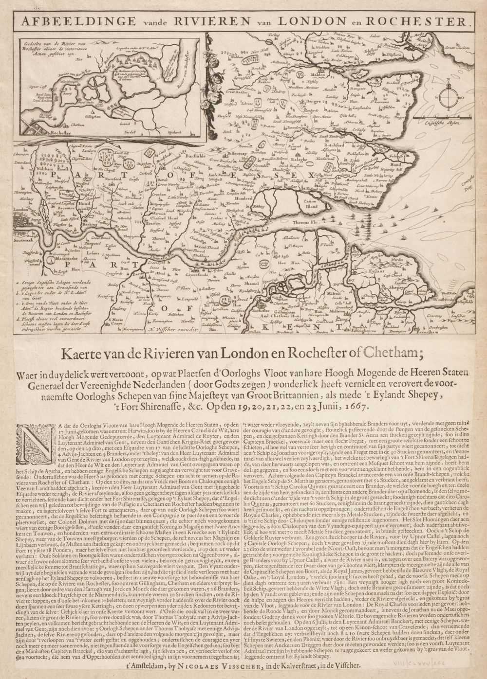 Lot 26 - London. Visscher (Nicolas), Afbeeldinge vande Rivieren van London en Rochester, 1667