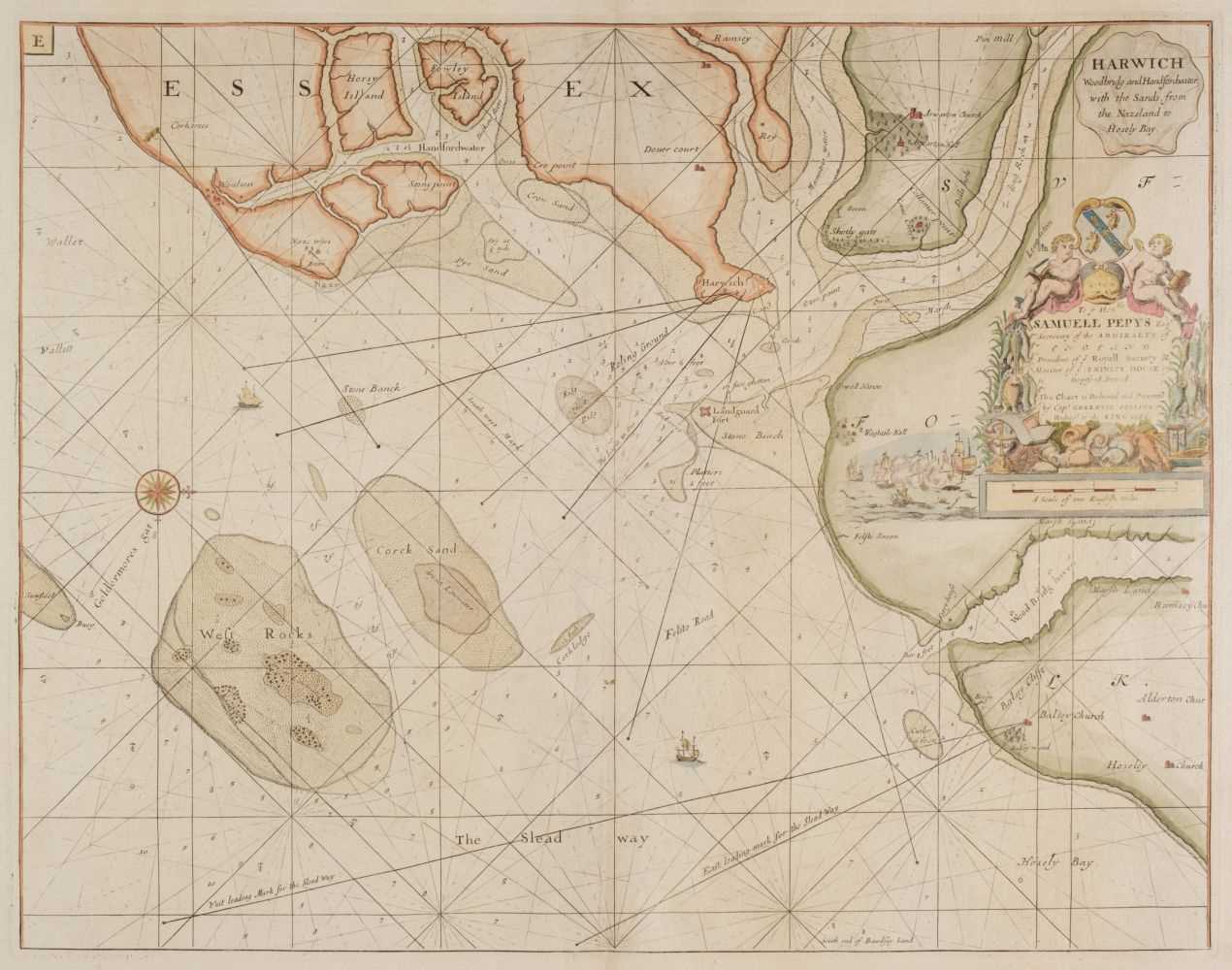 Lot 14 - Collins (Capt. Greenville). Three sea charts, circa 1720