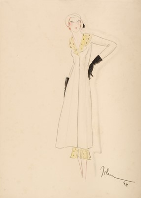 Lot 607 - Guida (John, 1896-1965). Fashion design for a long coat, circa 1930