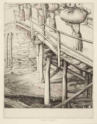 Lot 523 - Austin (Robert Sargent, 1895-1973). The Wooden Bridge, Sottocastello