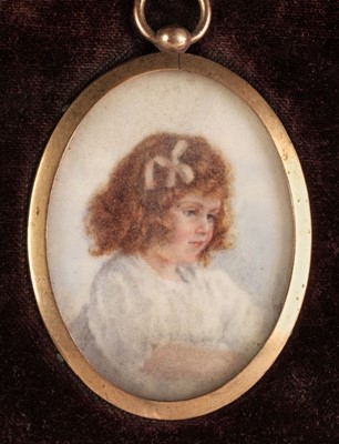 Lot 408 - English School. Oval portrait of a young girl, early 20th century