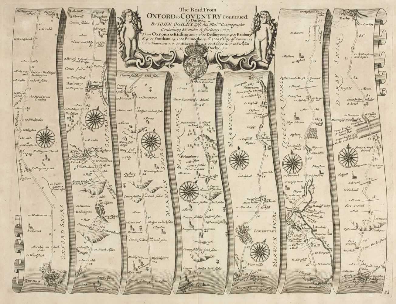 Lot 35 - Ogilby (J.). The Road from Oxford to Coventry continued to Darby, circa 1675