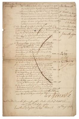 Lot 326 - Pitt (William, the younger, 1759-1806). Document signed, 17 July 1782
