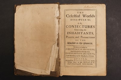 Lot 380 - Huygens (Christian). The Celestial Worlds Discover'd, 1st edition in English, 1698