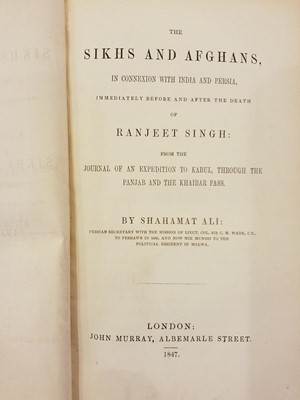 Lot 1 - Ali (Shahamat). The Sikhs and Afghans, 1st edition, 1847, & 3 others on India & Afghanistan