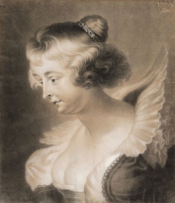 Lot 351 - Van Balen (Jan, circa 1611-1654). Portrait of Helena Fourment, black and white chalk