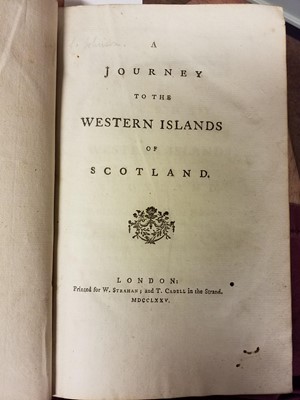 Lot 76 - Johnson (Samuel). A Journey to the Western Islands of Scotland, 1st edition, 1775, & 4 related