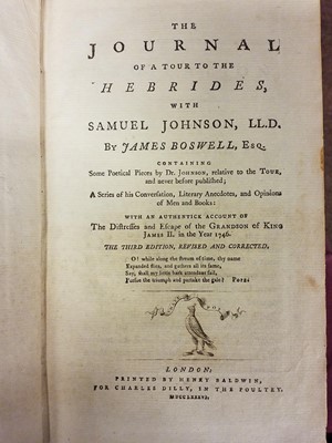 Lot 76 - Johnson (Samuel). A Journey to the Western Islands of Scotland, 1st edition, 1775, & 4 related