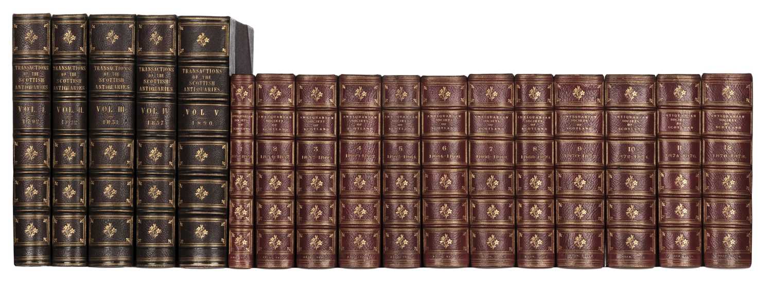 Lot 95 - Society of Antiquaries of Scotland. Archaeologia Scotica [and] Proceedings, 1792-1878