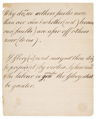 Lot 171 - Princess Charlotte of Wales (1796-1817). Autograph Exercise Signed, ‘Charlotte’, 6 March 1806
