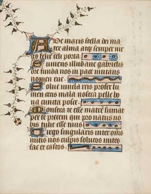 Lot 229 - Illuminated leaf. An illuminated leaf on vellum from a Book of Hours, France, circa 1450