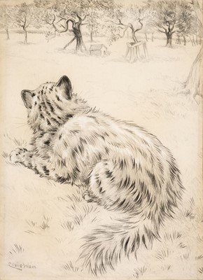 Lot 732 - Wain (Louis, 1860-1939). Cat watching for chickens