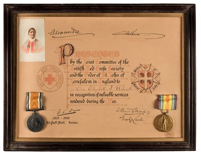 Lot 293 - WWI. Pair to Staff Nurse Elizabeth A. Bertwistle