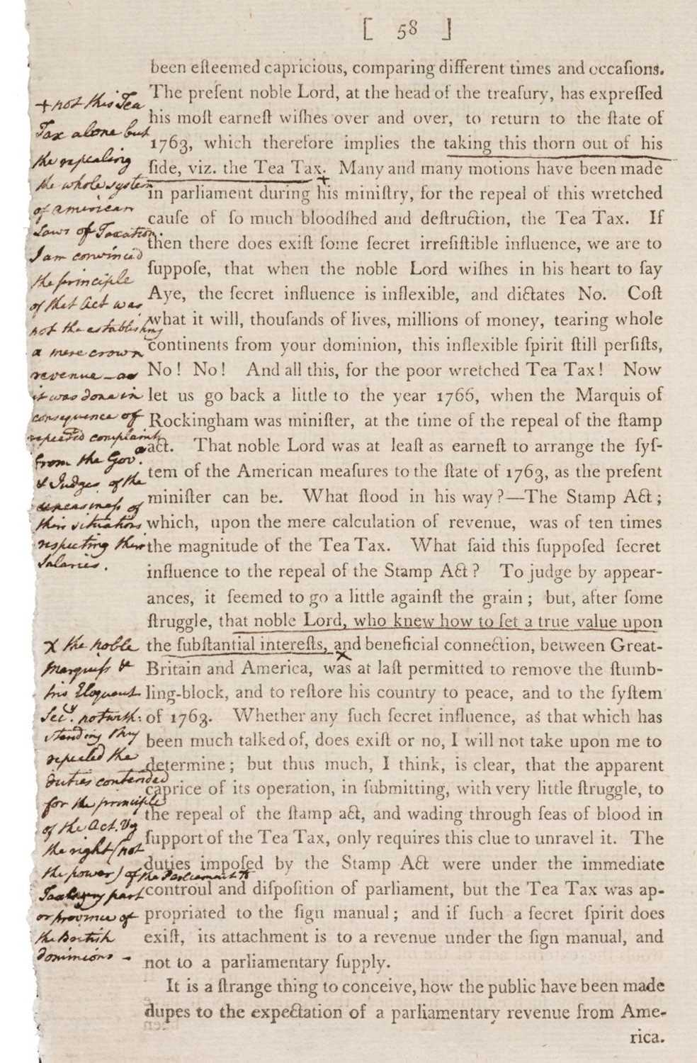 Lot 2 - American Revolution - (Hartley, David). Letters on the American War, 6th edition(?), 1779