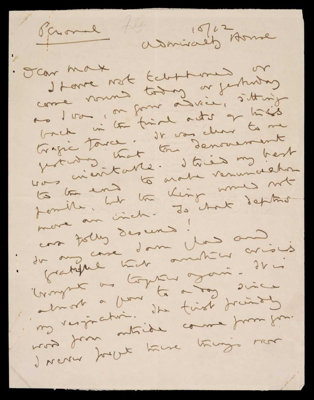 Lot 143 - Edward VIII's Abdication. Important letter from Samuel Hoare, 10 December 1936