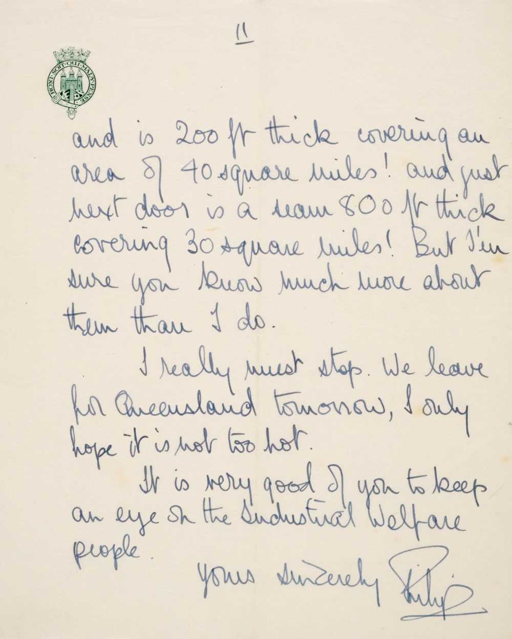 Lot 166 - Philip (Prince, 1921-), Duke of Edinburgh. Autograph Letter Signed, ‘Philip’,  8 March [1954]