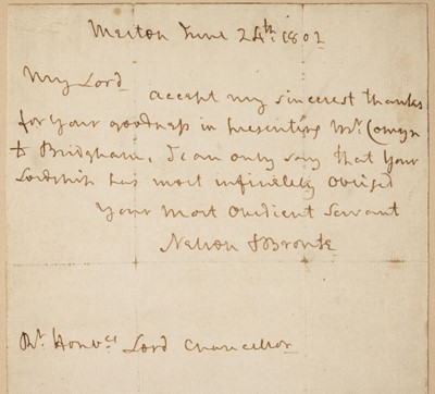 Lot 19 - Nelson (Horatio, 1758-1805).