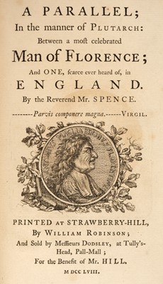 Lot 332 - Strawberry Hill Press. A Parallel [and] Fugitive Pieces, 1758, & 3 others