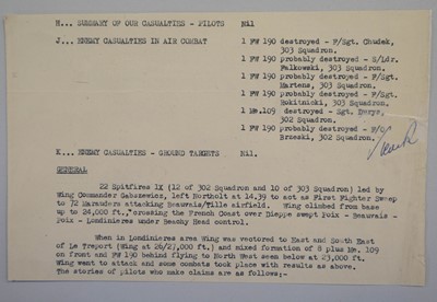 Lot 29 - Battle of Britain. A Combat Report dated 15 October 1940
