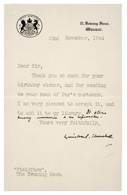 Lot 372 - Churchill (Winston Spencer). Typed Letter Signed, ‘Winston S. Churchill’, 22 November 1954