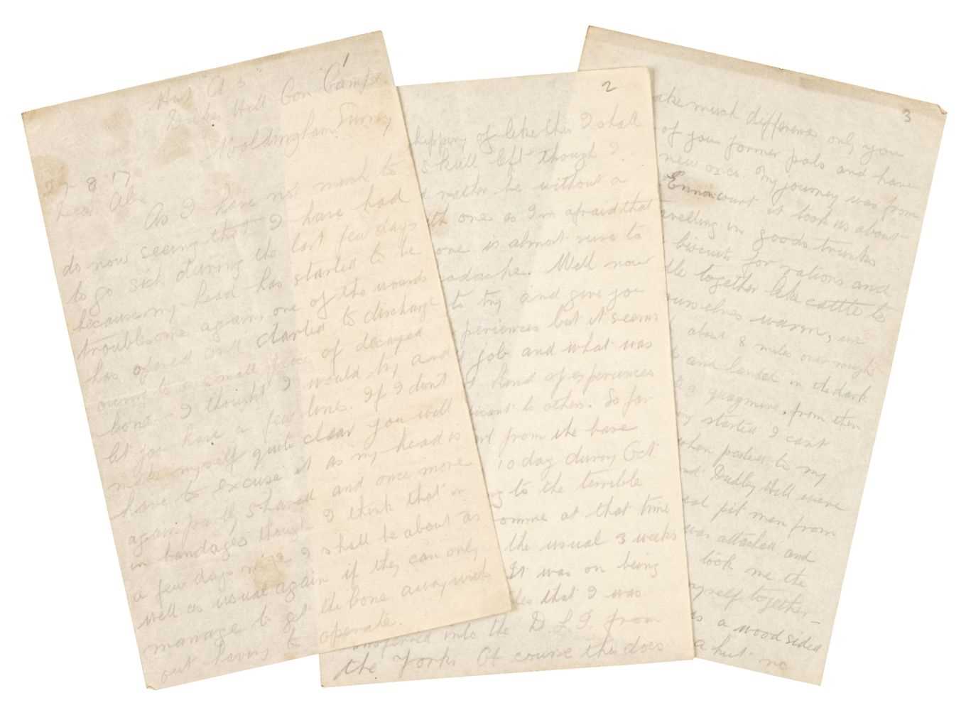 Lot 327 - WWI - Battle of the Somme. Autograph Letter Signed, 'John', Hut A5, Duke's Hill Con[valescent] Camp