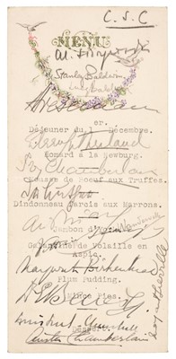 Lot 369 - Churchill (Winston Spencer, 1874-1965). A menu signed by Winston Churchill and 14 others
