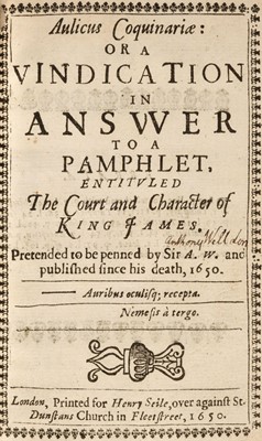 Lot 329 - Sanderson (Sir William). Aulicus Coquinariae ... the Court of King James, 1650, & 6 others