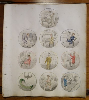 Lot 512 - Trades & Pastimes. A collection of leaves with hand-drawn illustrations, circa 1832
